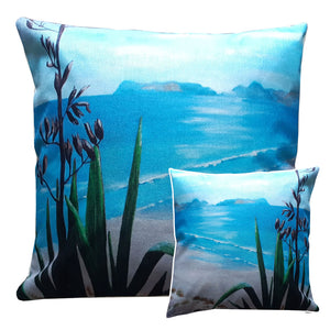 A New Zealand Flax plant by the beach linen cushion. A New Zealand Flax plant by the beach linen cushion.