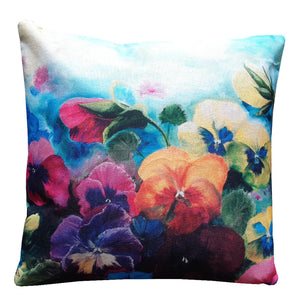 Printed on a stylish linen look fabric, the delicate yet vibrant pansy design brings warmth and elegance to any space. Printed on a stylish linen look fabric, the delicate yet vibrant pansy design brings warmth and elegance to any space.