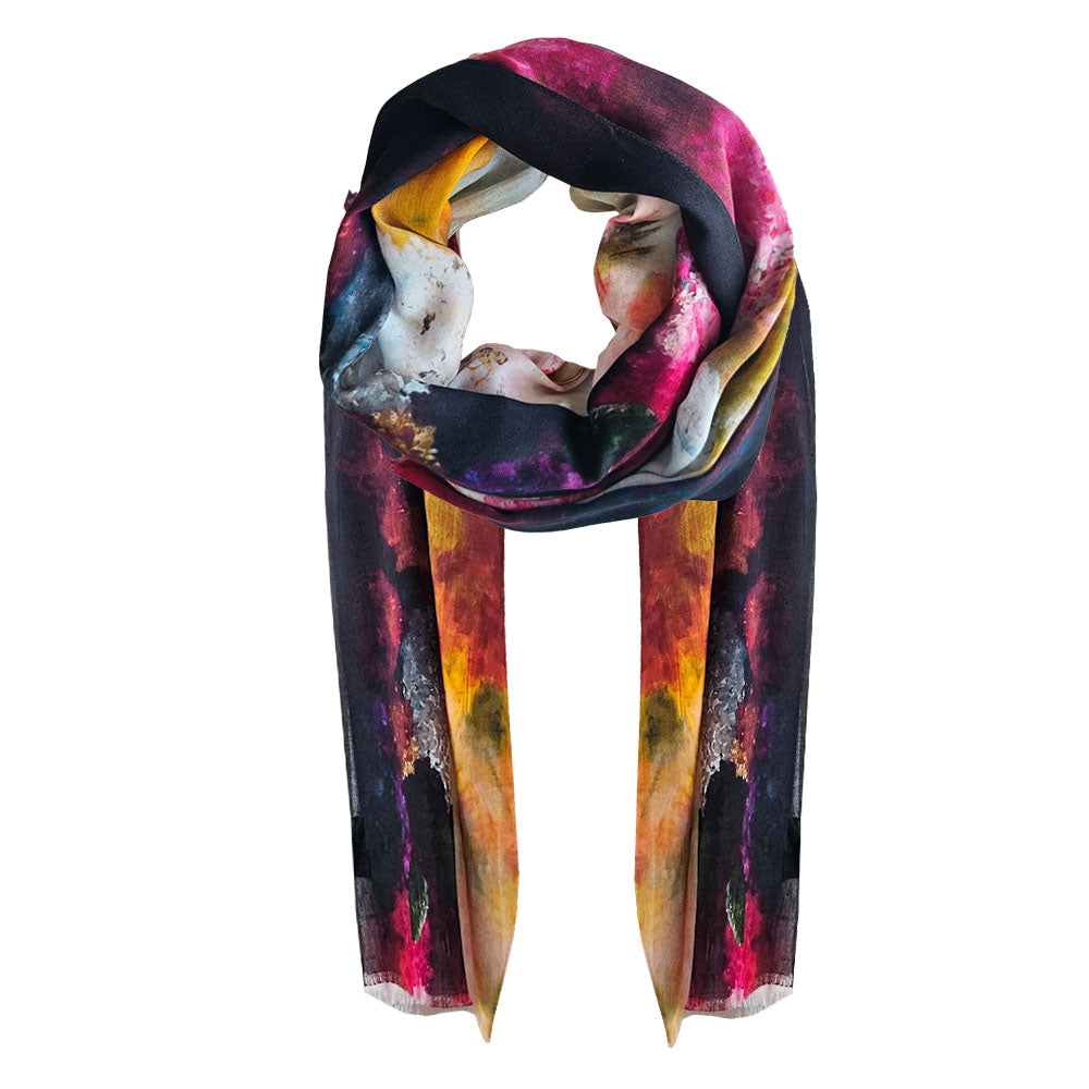 Hydrangeas Pink & Gold Cotton Scarf