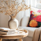 Printed on a stylish linen look fabric, this cushion captures the vibrant beauty of dahlias, adding a fresh and artistic touch to any space.