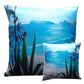 A New Zealand Flax plant by the beach linen cushion.
