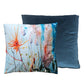 Dune grasses printed cushion and teal plain cushion duo