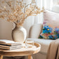 Printed on a stylish linen look fabric, the delicate calm daisy design brings warmth and elegance to any space.