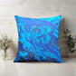 Paua print linen cushion with an abstract paua design. 