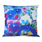 Floral pansies design pillow with vibrant colors on a white background
