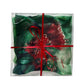 Green and red Pohutakawa silk neck scarf