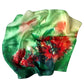 Green and red Pohutakawa silk neck scarf