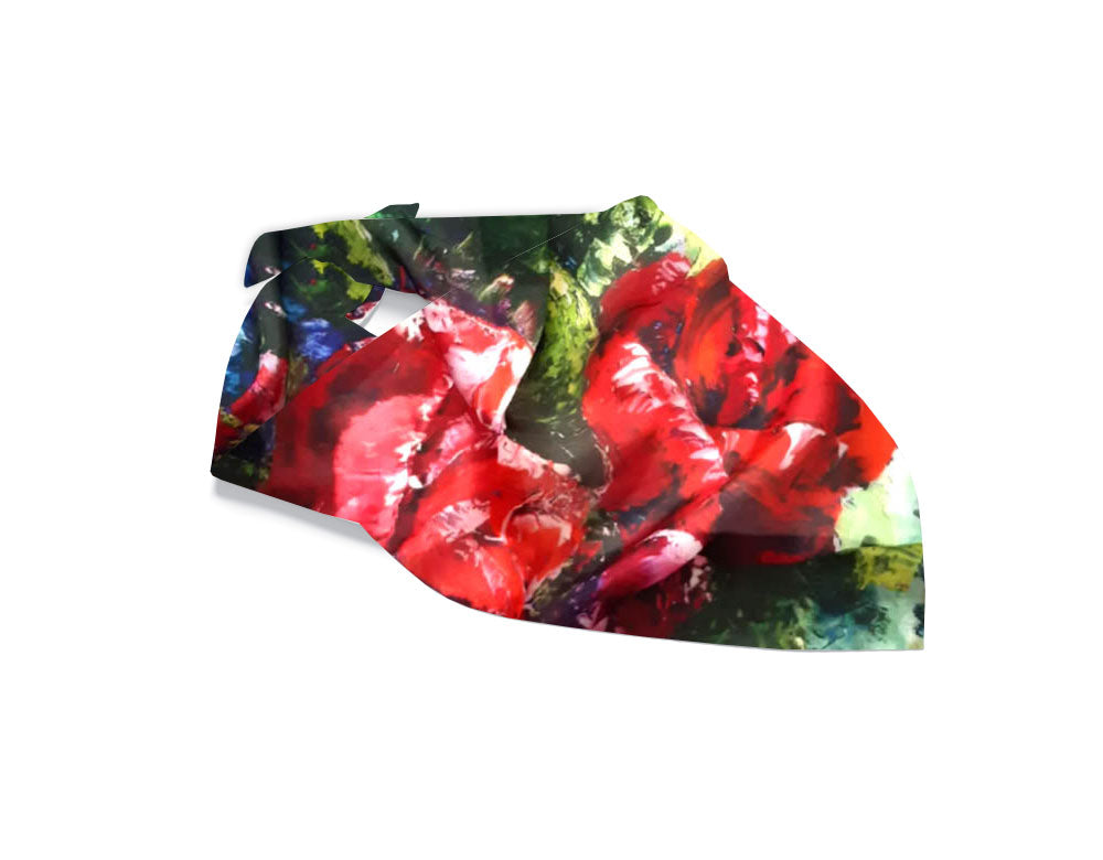 Red Rose Silk Scarf