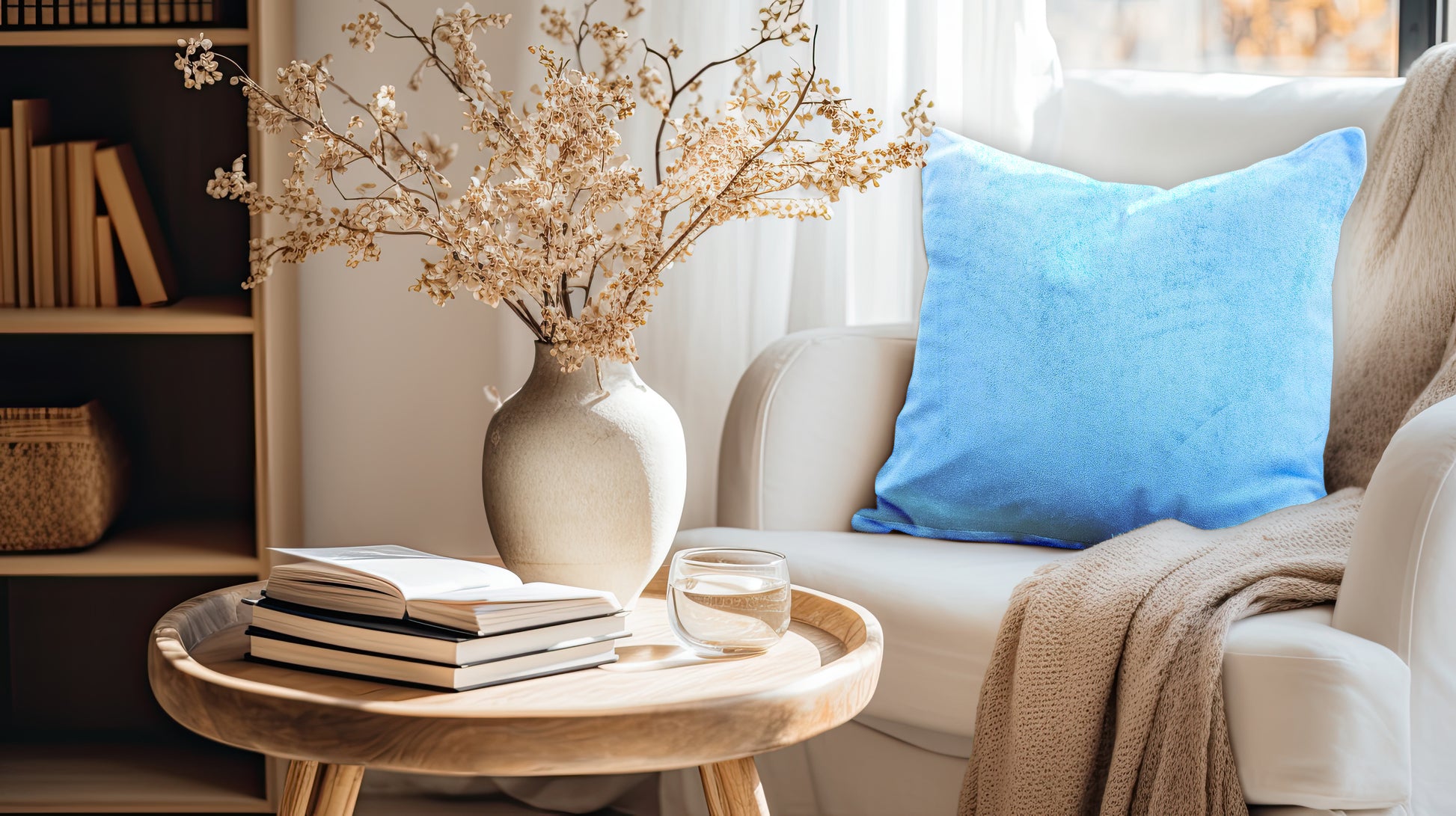 A soft Aqua velvet cushion