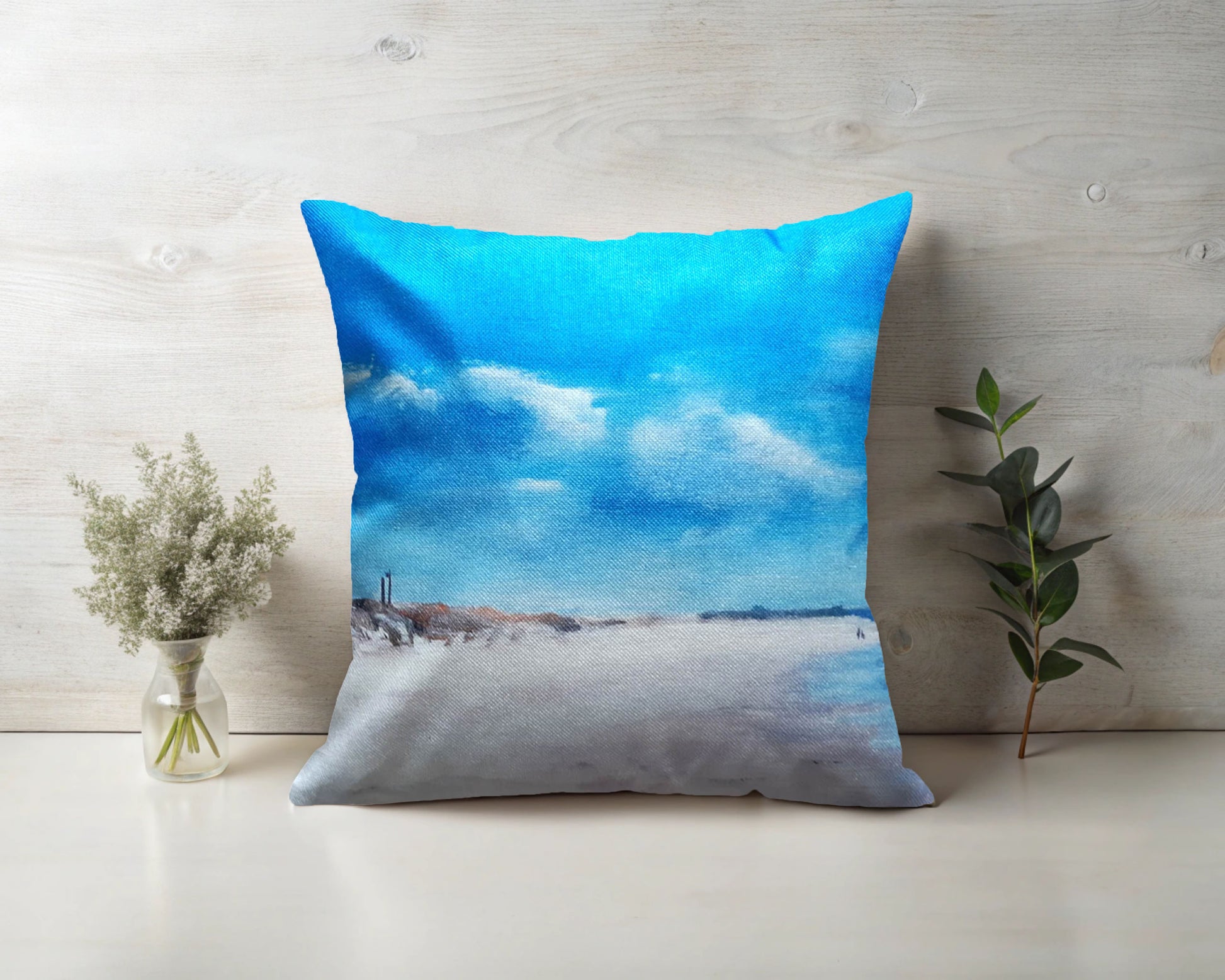 Printed on a stylish linen look fabric, this cushion captures the essence of the surf club, bringing a refreshing and tranquil vibe to any space.